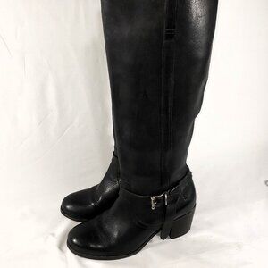 Women's Classic black leather Frye Malorie Knotted Tall Boot.